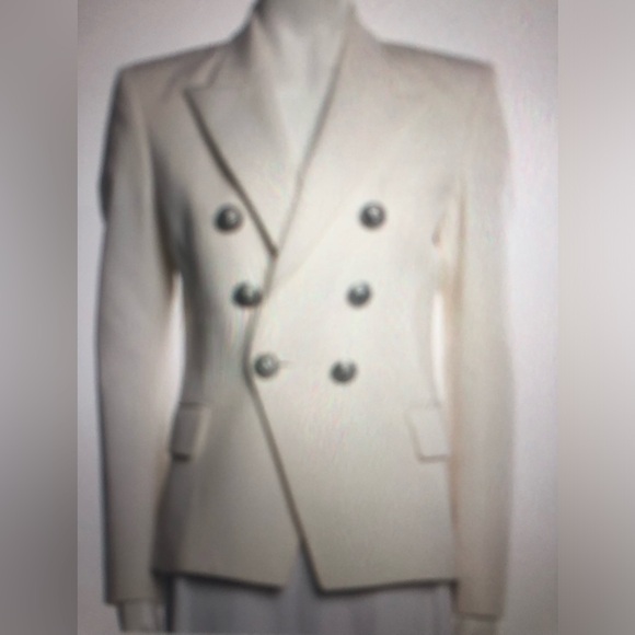 NWT Balmain  Cream Double- Breasted Blazer with Silver Buttons. Size 34. - Picture 5 of 14